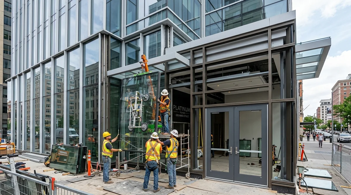 Commercial storefront aluminum window system and entrance doors
