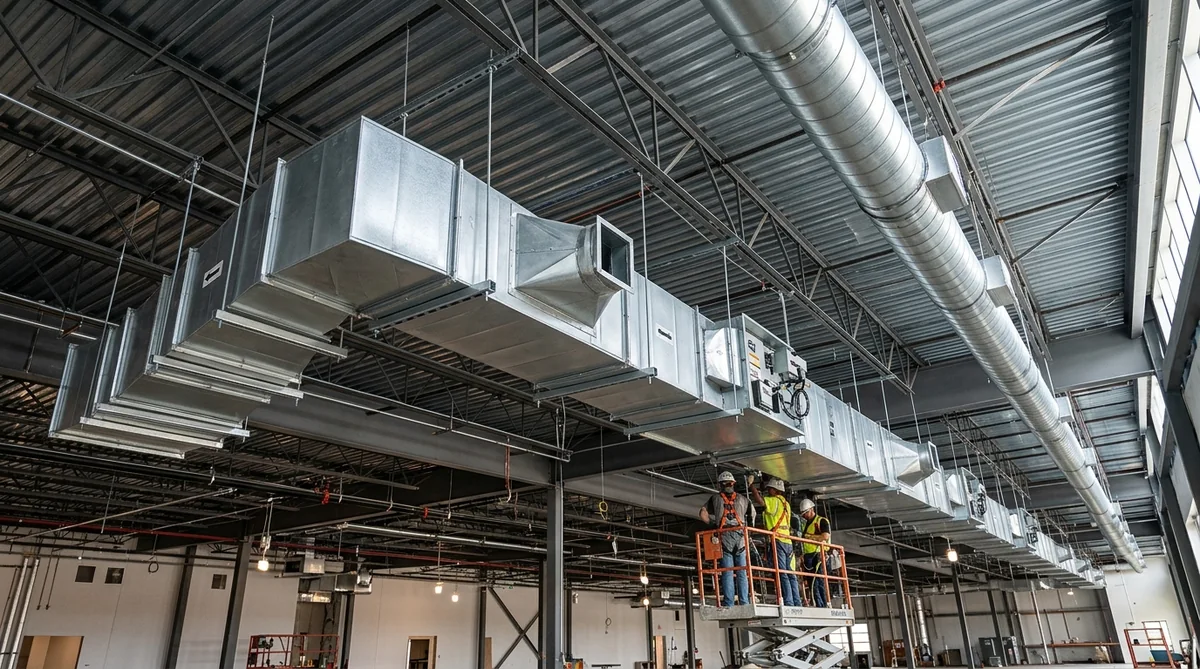 Commercial HVAC Mechanical Ductwork and Rooftop Unit Installation