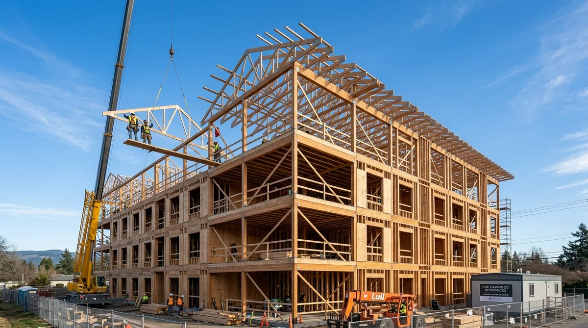 Commercial heavy timber framing and multi-family wood structure construction