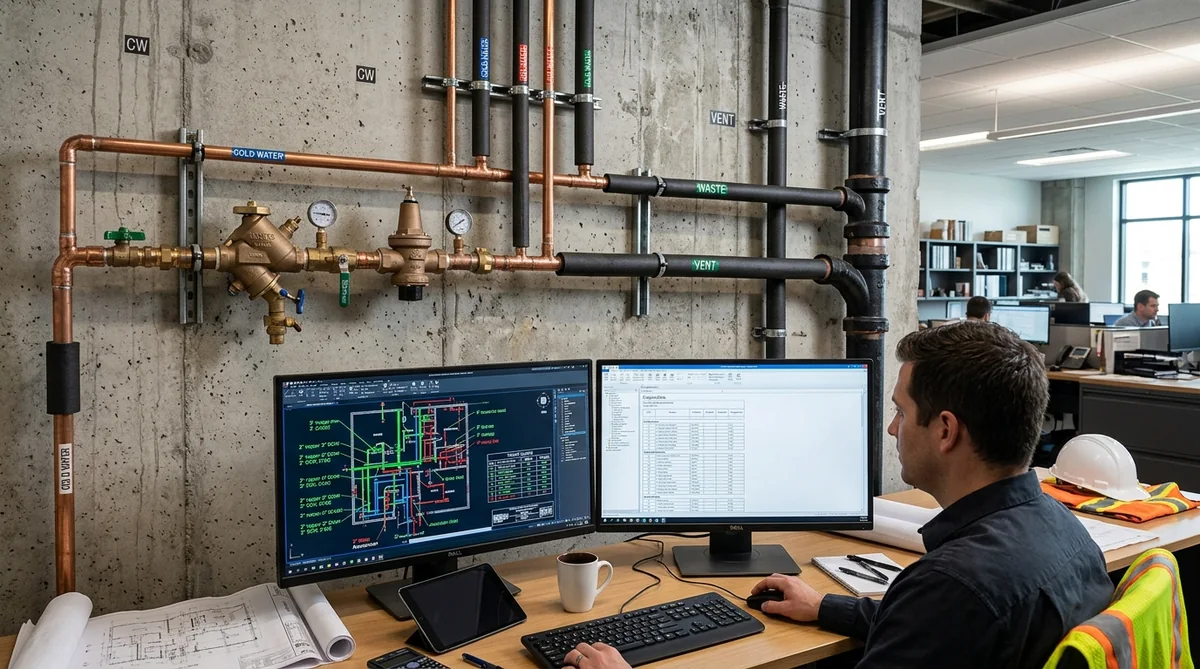 Commercial Plumbing Takeoff Drawing Markups and Digital Takeoff Workstation